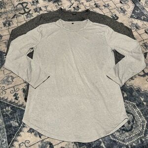 BUNDLE OF 2 LIGHT & DARK GREY MEN’S LIGHTWEIGHT LONG-SLEEVE ACTIVEWEAR T-SHIRTS